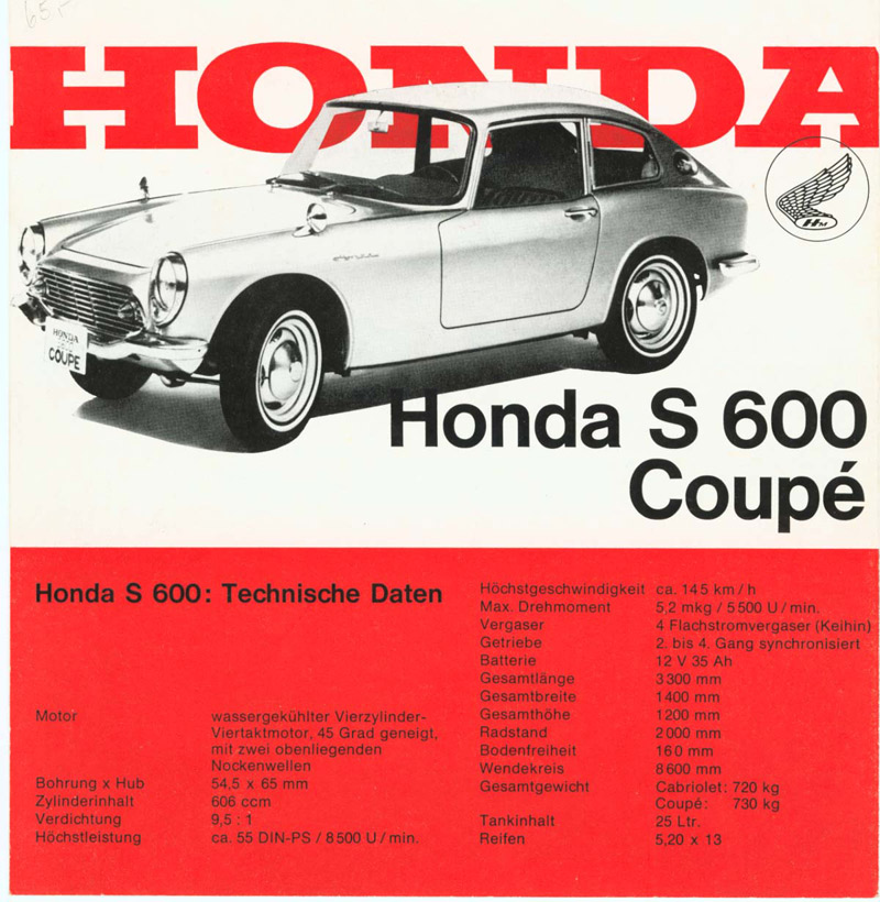 Honda S600 Brochure Page 4