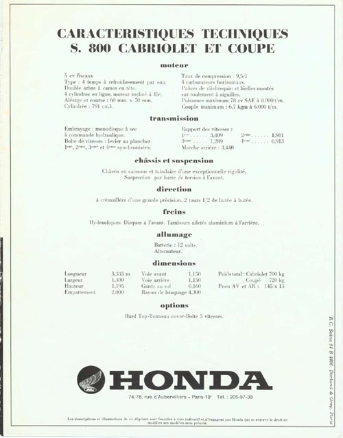 Honda S800 Brochure Page 4