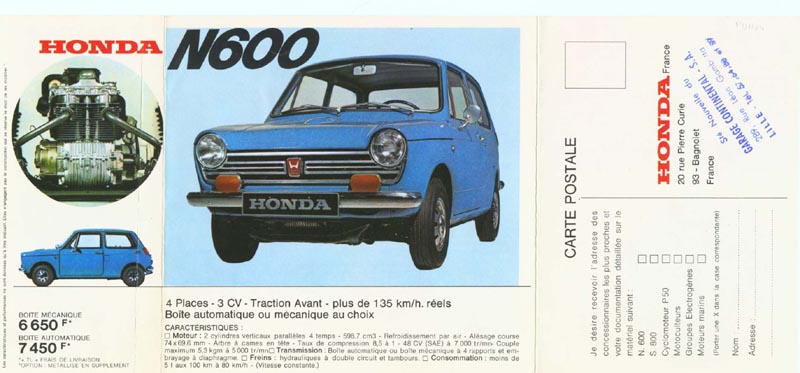 Honda S800 Brochure Page 2/3