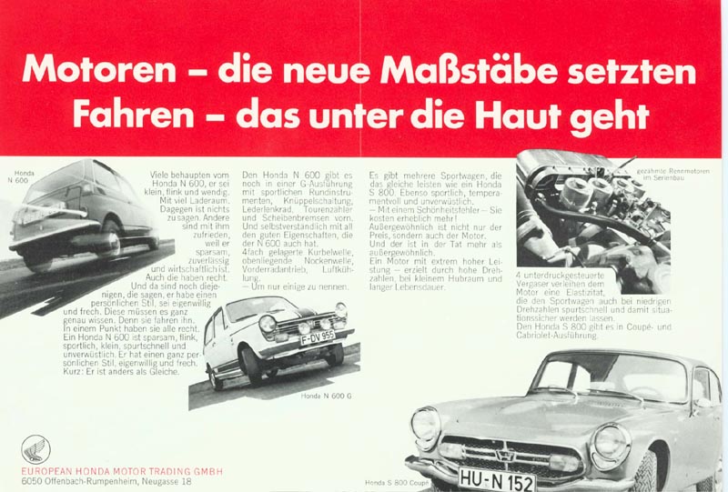 Honda S800 Brochure Page 2&3